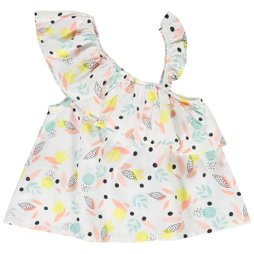 Τουνίκ ασύμμετρη με σχέδιο φύλλα για κορίτσι 