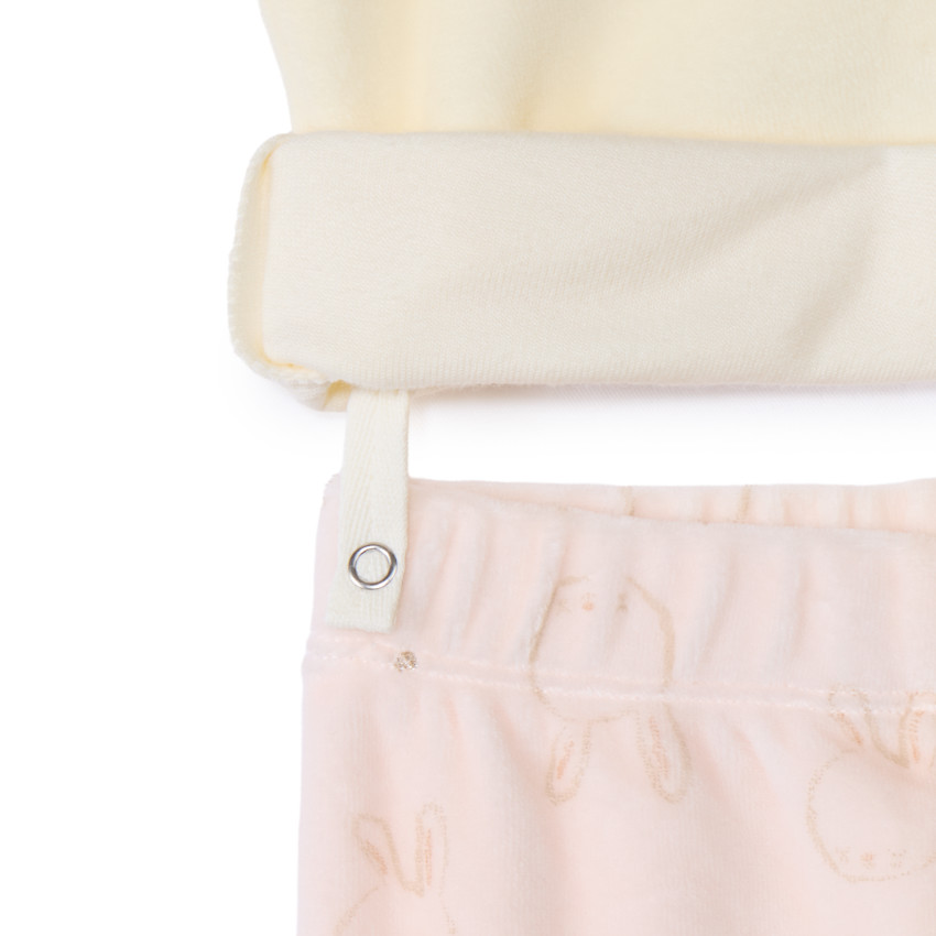 Πιτζάμα 2 τμχ. βελουτέ με σχέδιο κουνελιού για κορίτσι με διαφορετικές λεπτομέρειες ανάλογα με την ηλικία 