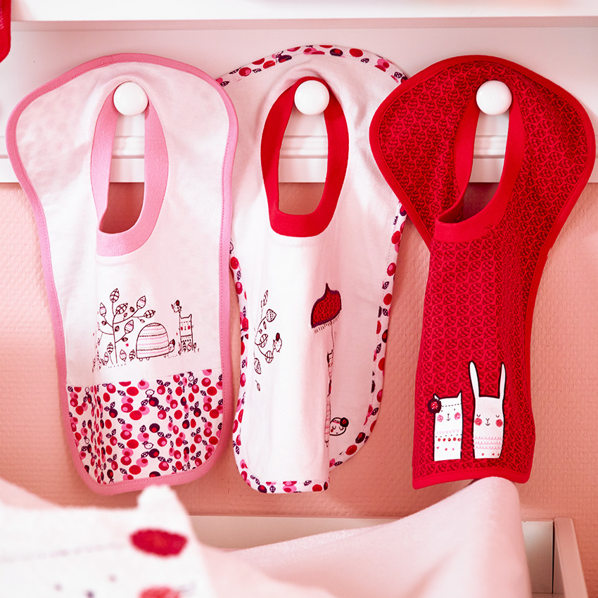 Set de 3 bavoirs en coton à encolure élastiquée  