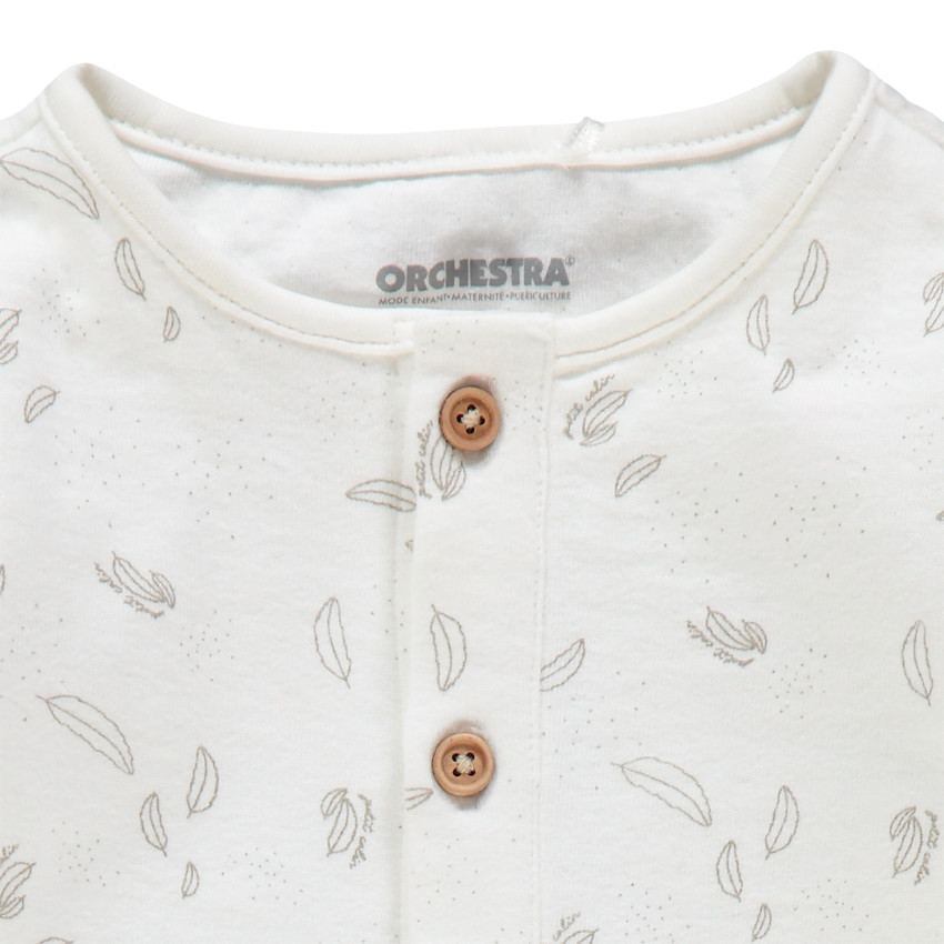 Combinaison longue à motifs plumes all-over en coton bio  Additional Combinaison longue à motifs plumes all-over en coton bio