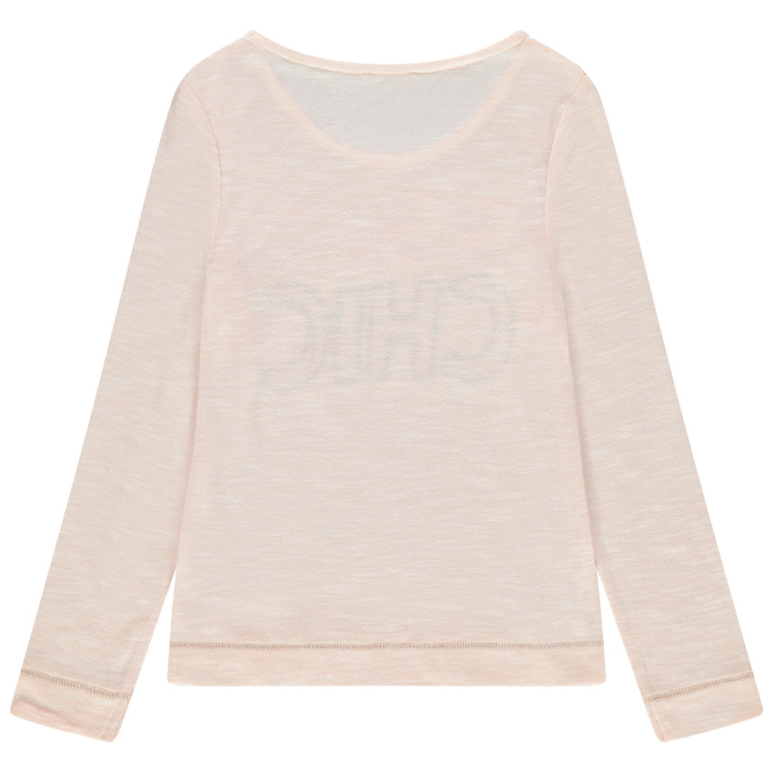 Μακρυμάνικη μελανζέ μπλούζα με κεντημένα γράμματα και φαντεζί κουμπί 