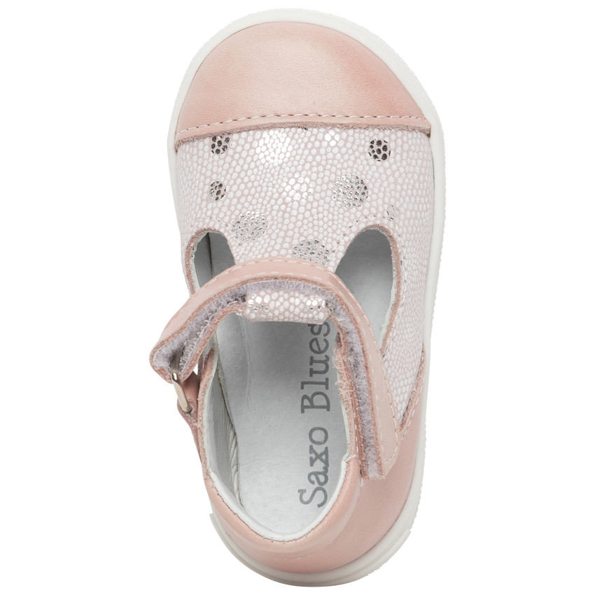 Σαλομέ από δερματίνη ροζ ιριδίζοντα με πουά 