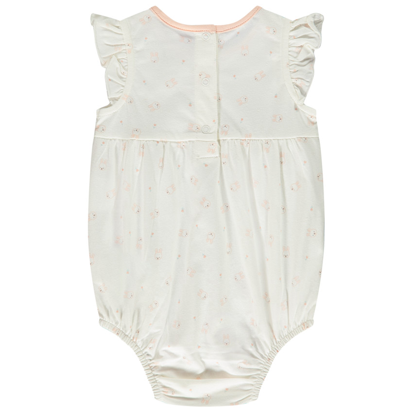 Combi κοντό σε jersey imprimé lapins pour bébé fille 