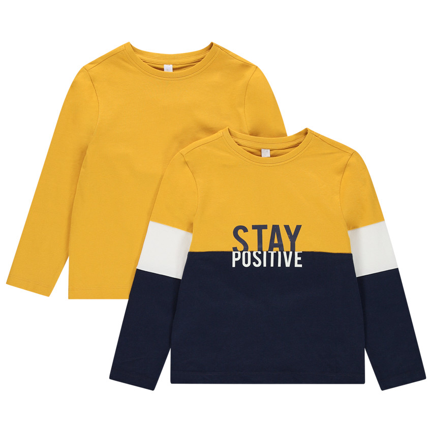 Σετ 2  μπλουζάκια από οργανικό  βαμβάκι με τυπωμένη περιγραφή / μονόχρωμο 