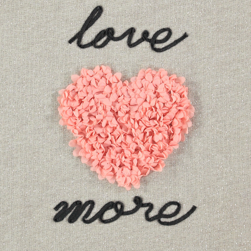 Jogging bicolore en molleton avec coeur effet pétales  