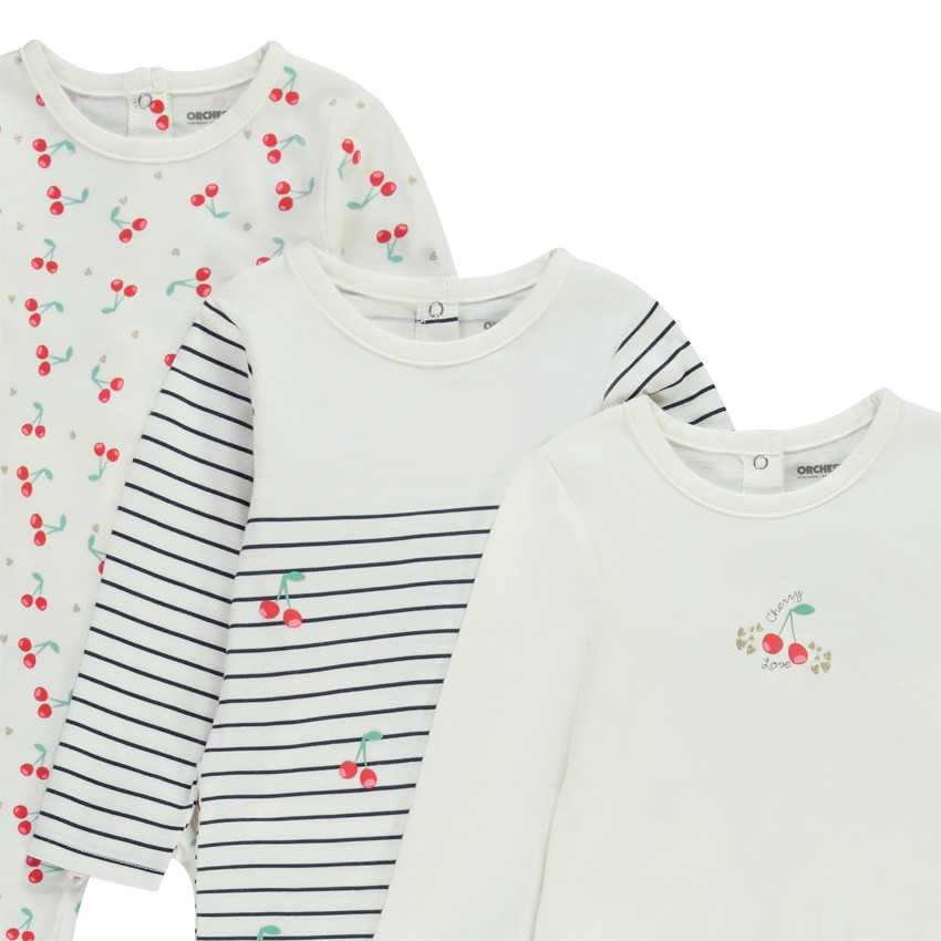 Σετ από 3 φορμάκια σε jersey με σχέδιο κεράσια για bebe κορίτσι 