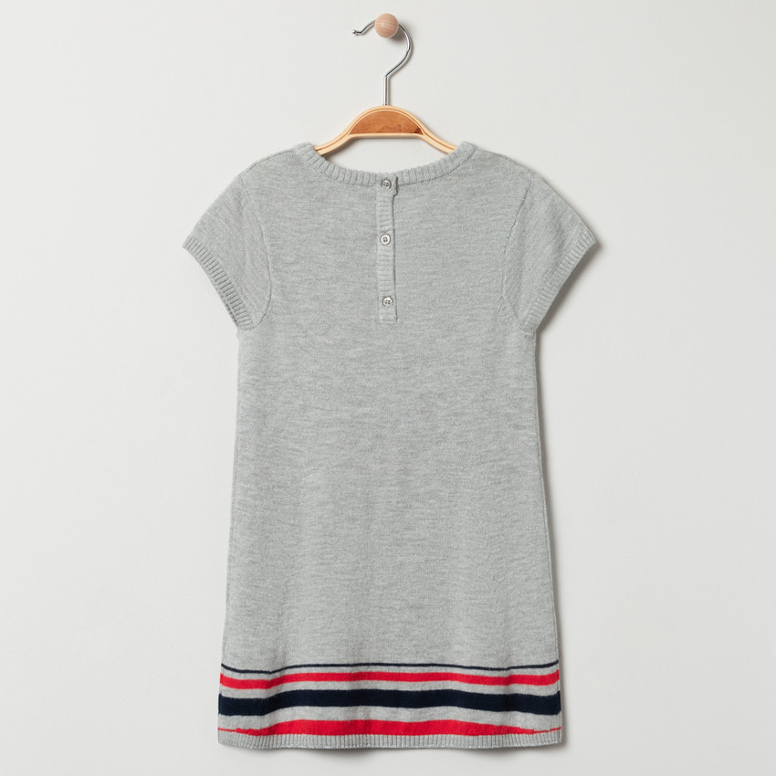 Robe manches courtes en tricot avec pomme en sequins 