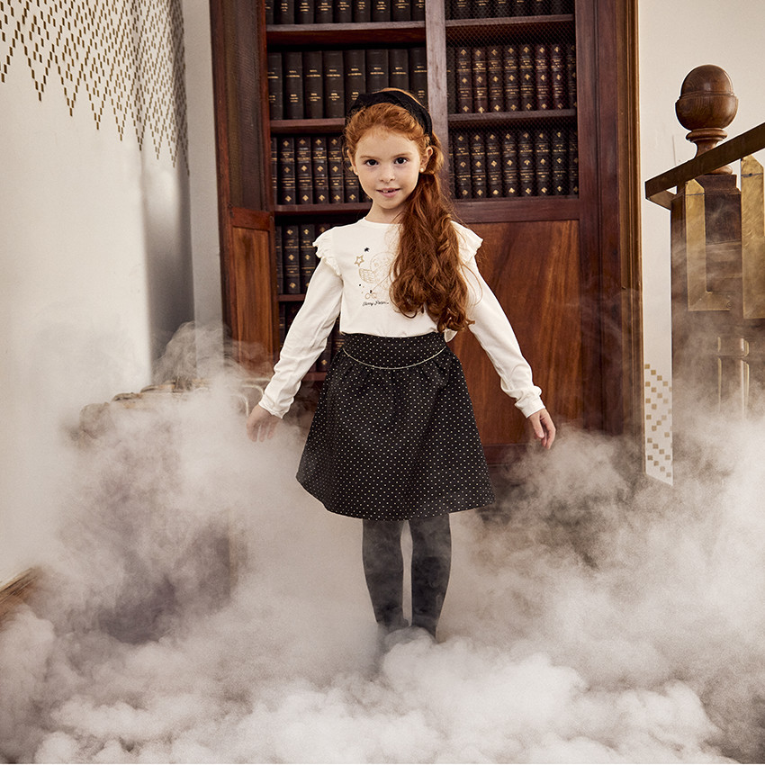 Φούστα σε jacquard με σχέδιο αστέρια lurex για κορίτσι 