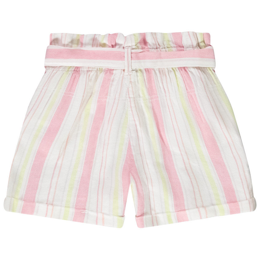 Σορτς φαρδύ υφασμάτινο με ρίγες και ζώνη για κορίτσι 
