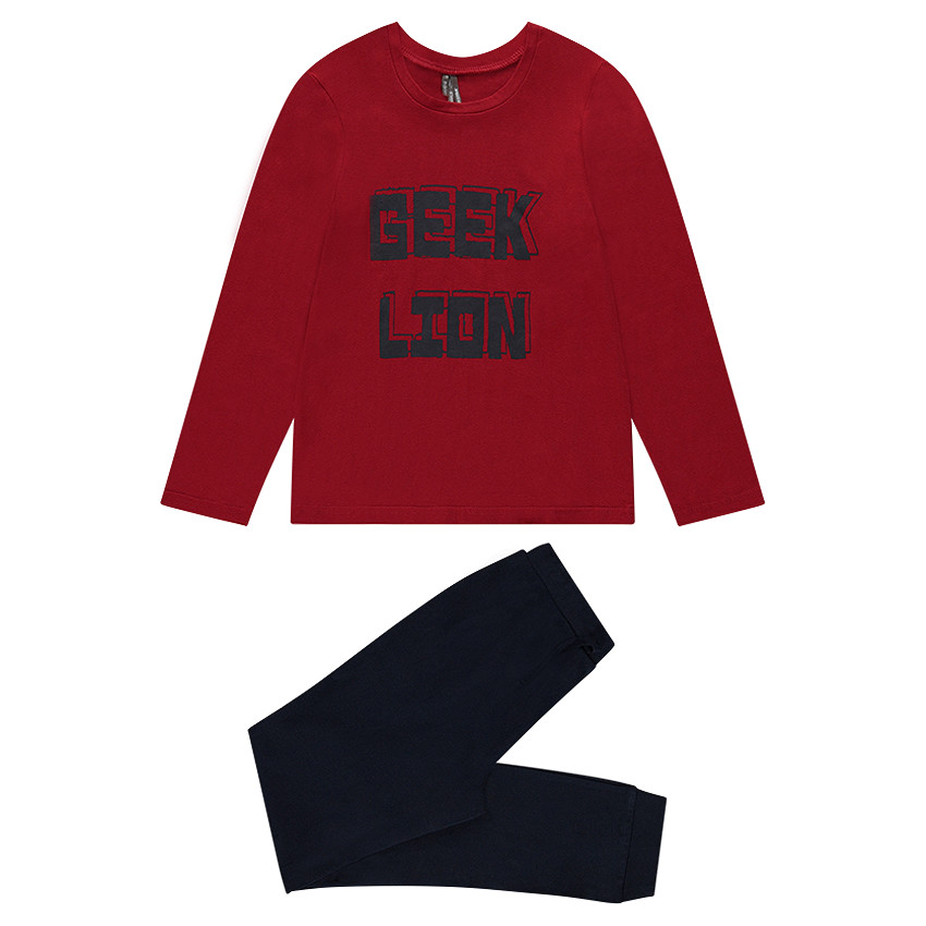 Δίχρωμη πιτζάμα από ζέρσεϊ με τυπωμένο μήνυμα  Additional Δίχρωμη πιτζάμα από ζέρσεϊ με τυπωμένο μήνυμα