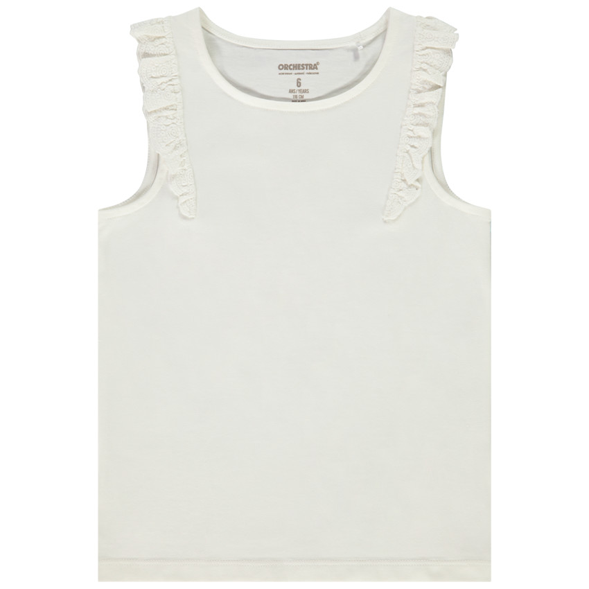 Débardeur à volants en broderie anglaise pour fille 