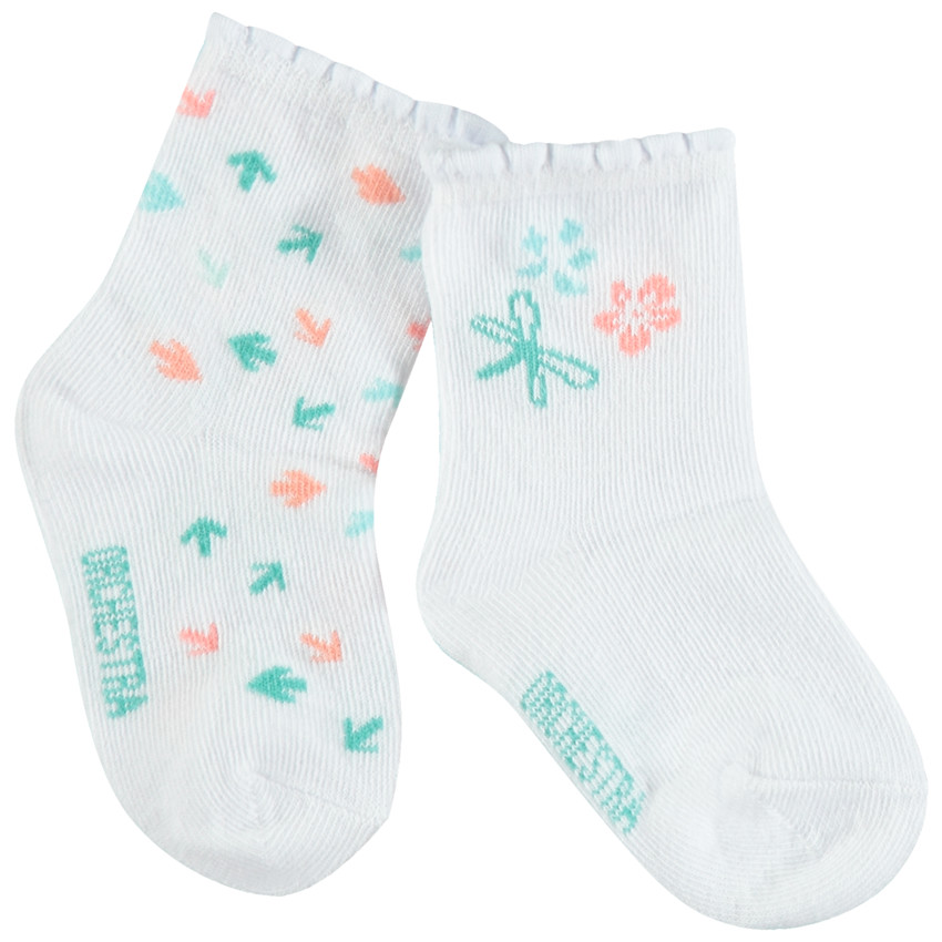 Σετ από 2 ζευγάρια κάλτσες με λουλούδια και βέλη χρωματιστά 