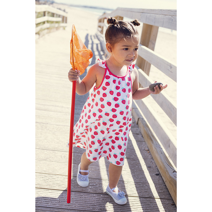 Φόρεμα με σχέδιο και τιράντες με βολάν για μωρό κορίτσι 