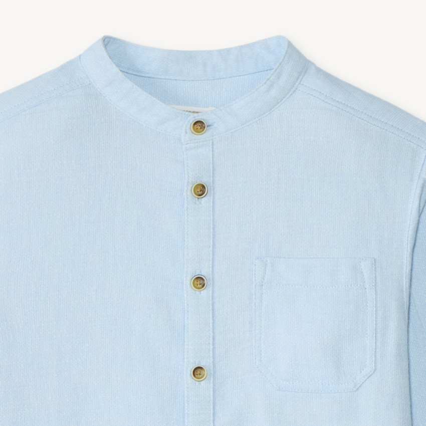 Πουκάμισο με μακριά μανίκια και γιακά mao για αγόρι 