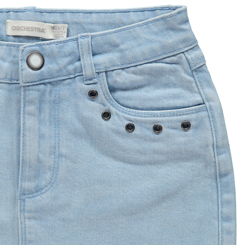 Παιδικά - Κοντή τζιν με used όψη και μεταλλικά πριτσίνια 