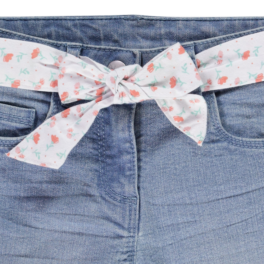 Τζιν slim σε denim με ζώνη φουλάρι κορίτσι 