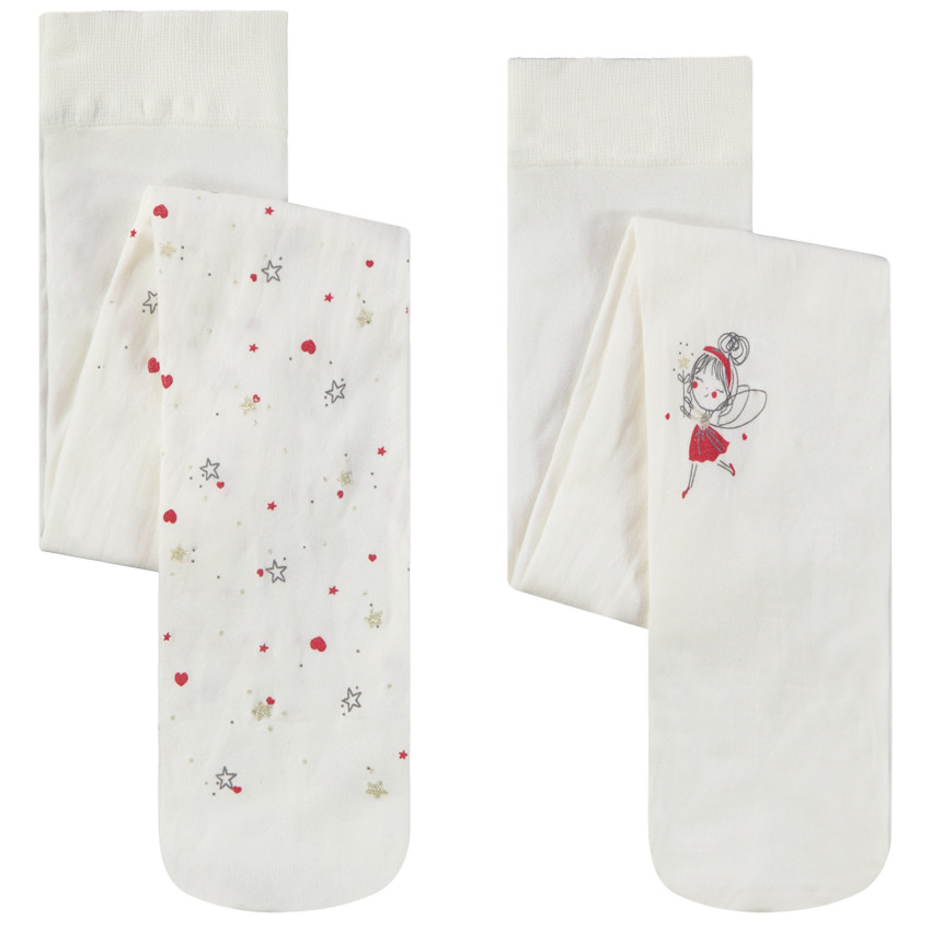 Lot de 2 paires de collants fins fantaisie pour bébé fille 