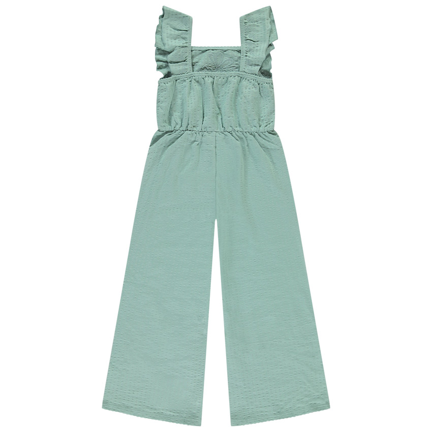 Μακριά φόρμα με βολάν και κεντημένα λουλούδια για κορίτσι 