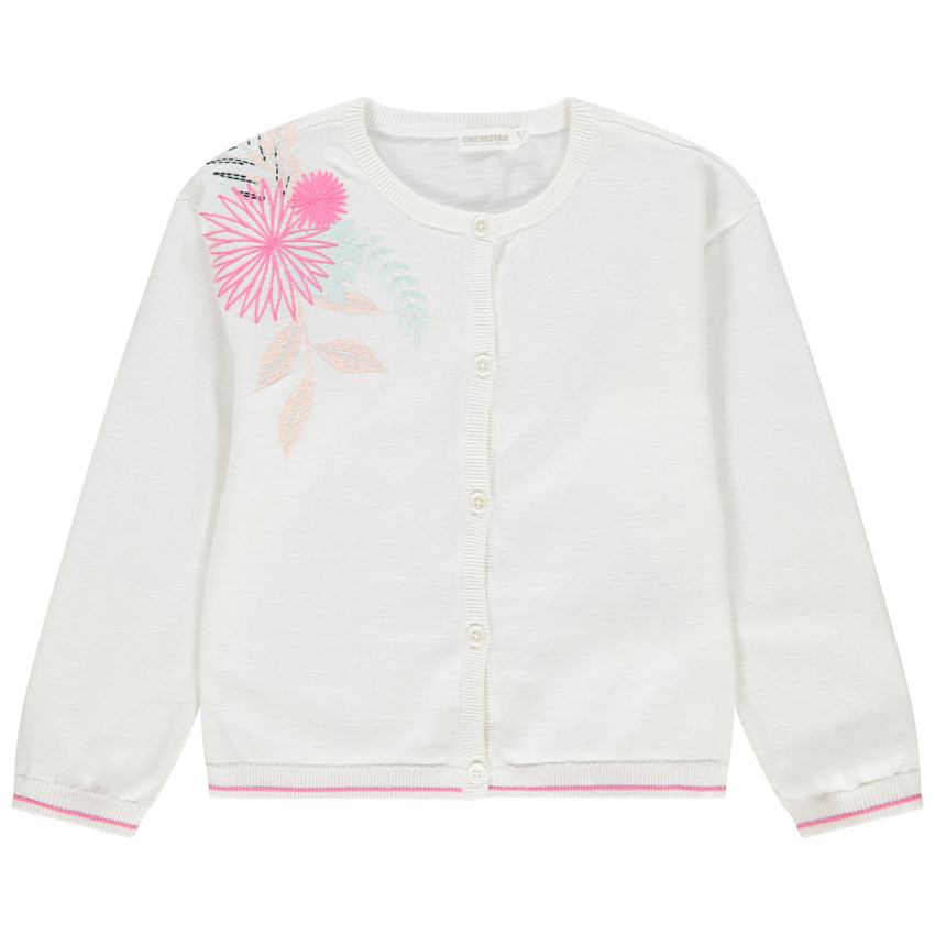 Πλεκτή ζακέτα με κεντημένο φλοράλ μοτίβο 