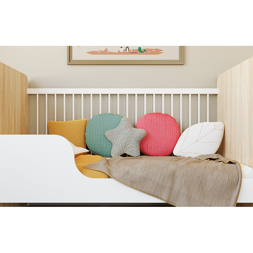 Διακοσμητικό μαξιλάρι από τετράγωνο ύφασμα, μετατρέψιμο σε προστατευτικό για κρεβάτι ή πάρκο 