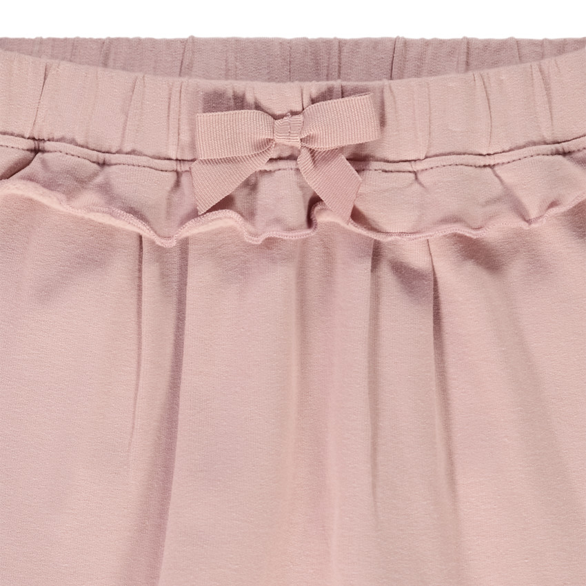 Φόρμα jogging από molleton μονόχρωμο με βολάν για bebe κορίτσι 