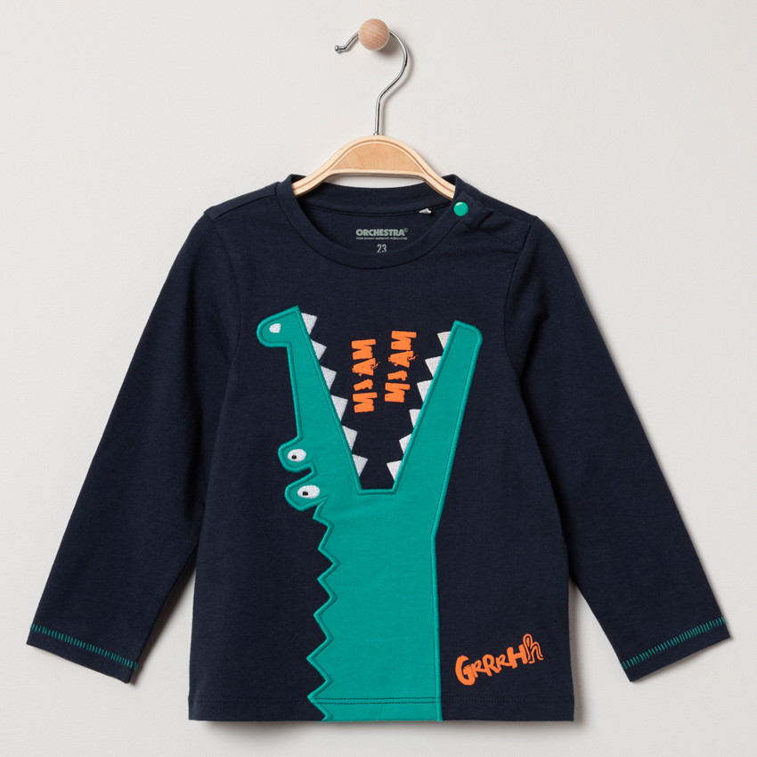 T-shirt manches longues motif crocodile brodé 