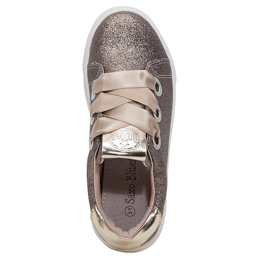 Χαμηλά αθλητικά με παγιέτες, σατέν κορδόνια και ψηλή σόλα 