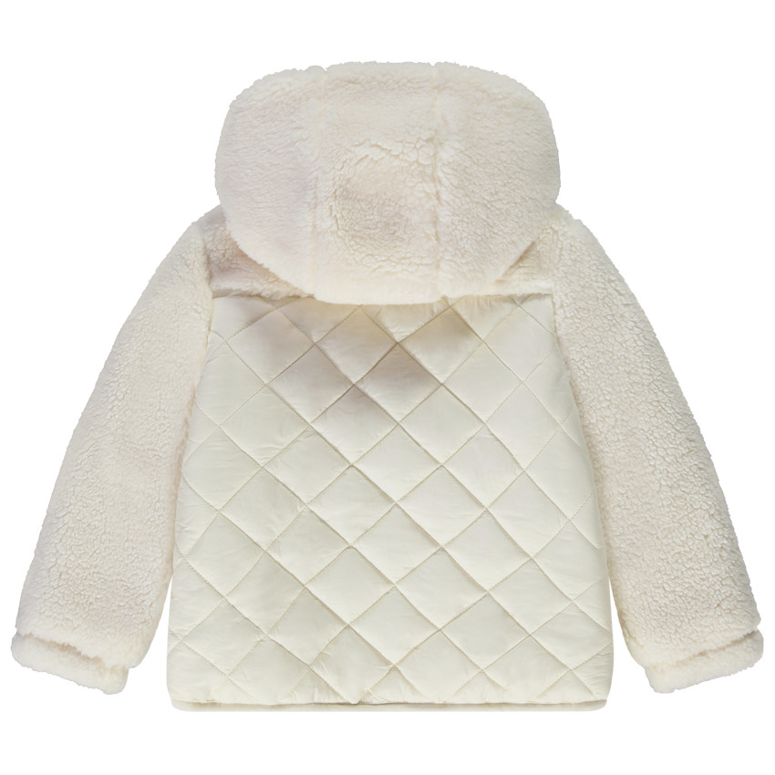 Doudoune bi-matière à capuche pour fille 