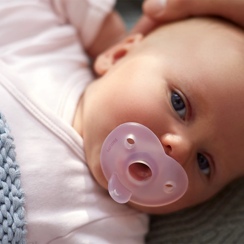 Lot de 2 sucettes silicone 0-6M Soothie rose 