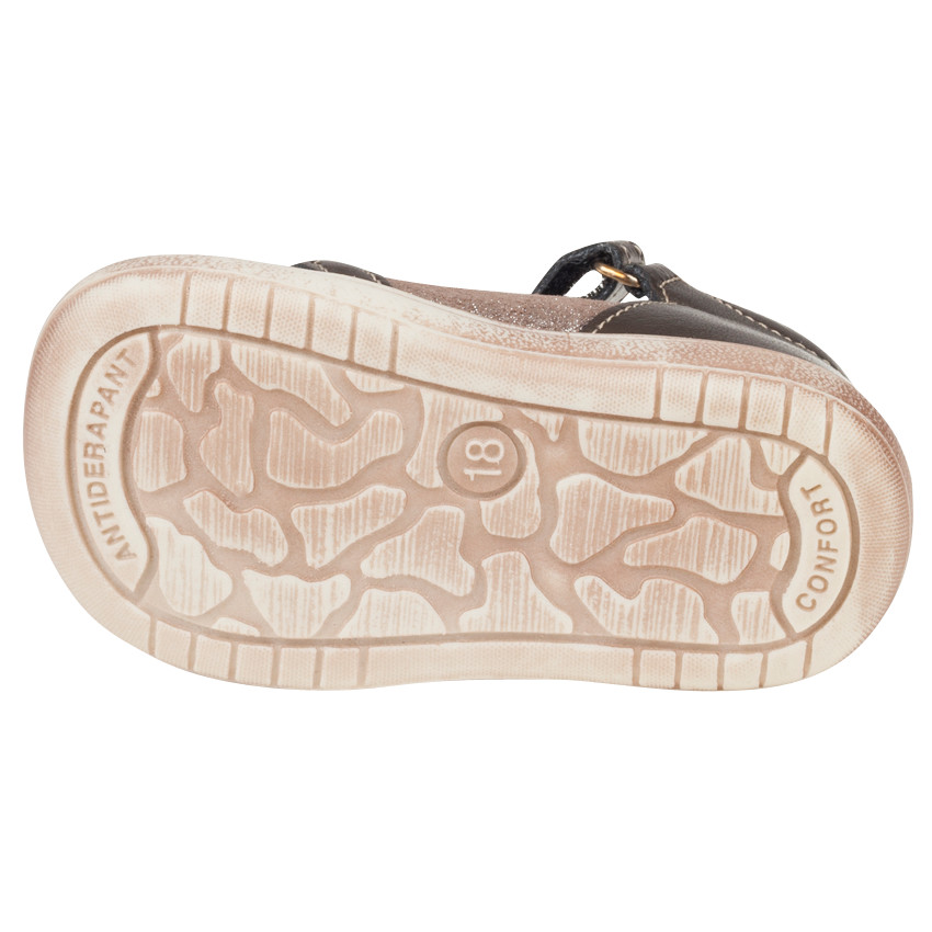 Babies en cuir à paillettes et bride à scratch pour bébé fille 