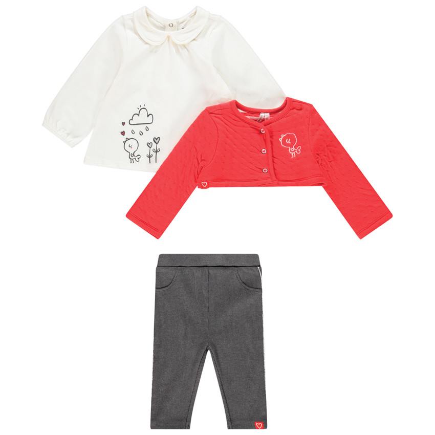 Σετ 3 κομμάτια με σχέδιο πουλί για bebe κορίτσι 