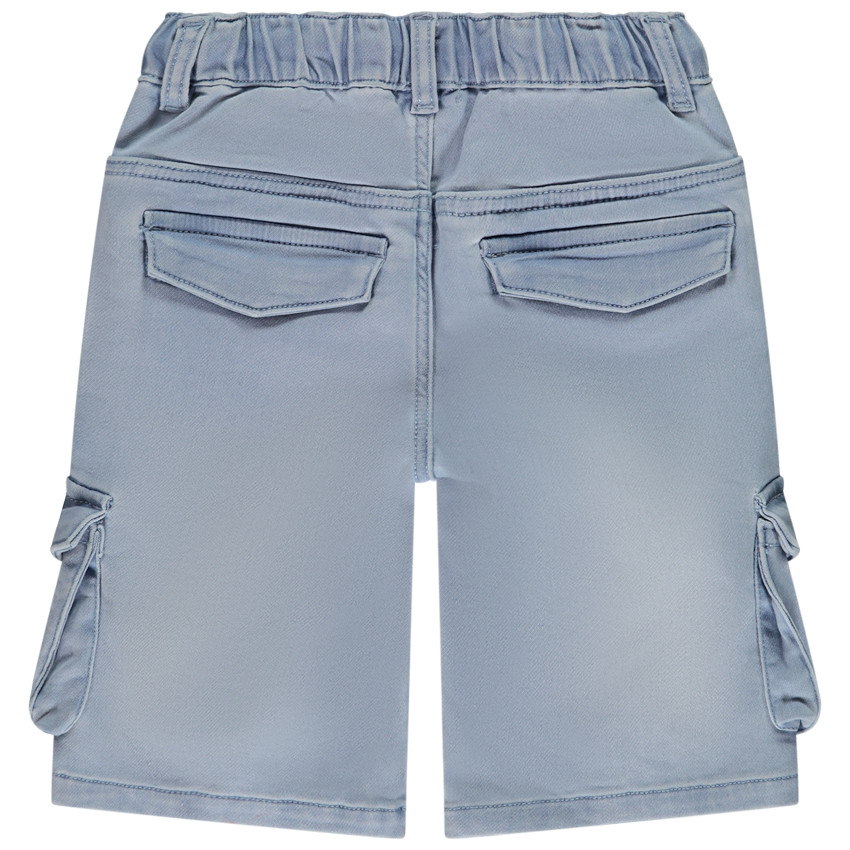 Βερμούδα σε εφέ denim με φουσκωτές τσέπες και φαντεζί ανάγλυφο για αγόρι 