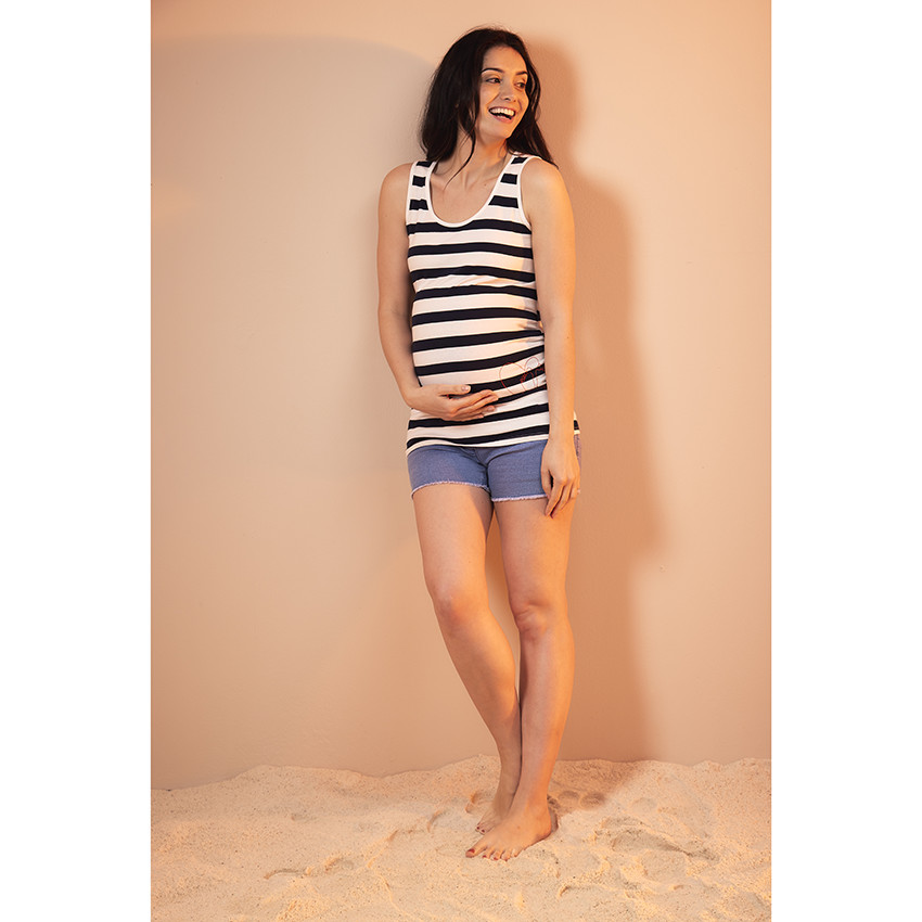 Αμάνικο μπλουζάκι εγκυμοσύνης από jersey με φαντεζί σχέδιο 