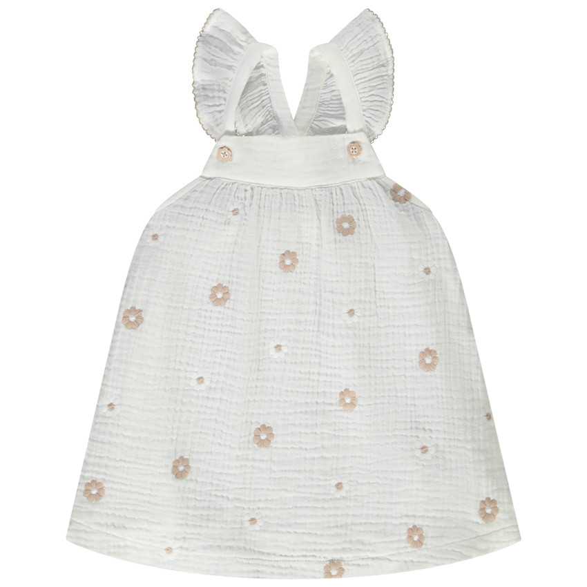Τουνίκ χωρίς μανίκια από διπλή γάζα με κεντήματα λουλουδιών για μωρό κορίτσι 