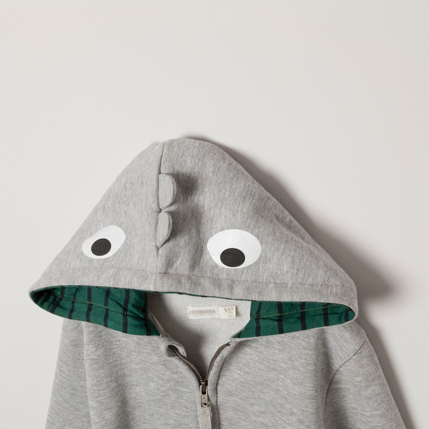 Gilet en molleton zippé à poches et dents de dinosaure printées  Additional Gilet en molleton zippé à poches et dents de dinosaure printées