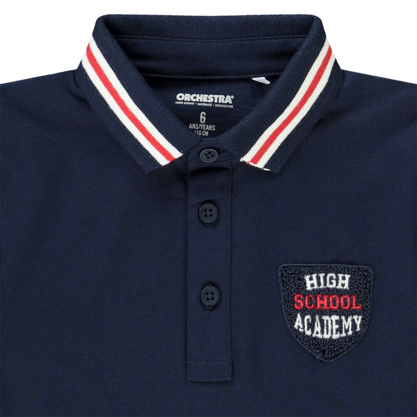 Polo μακρυμάνικο φαντεζί με patch κέντημα για αγόρι Main Polo μακρυμάνικο φαντεζί με patch κέντημα για αγόρι