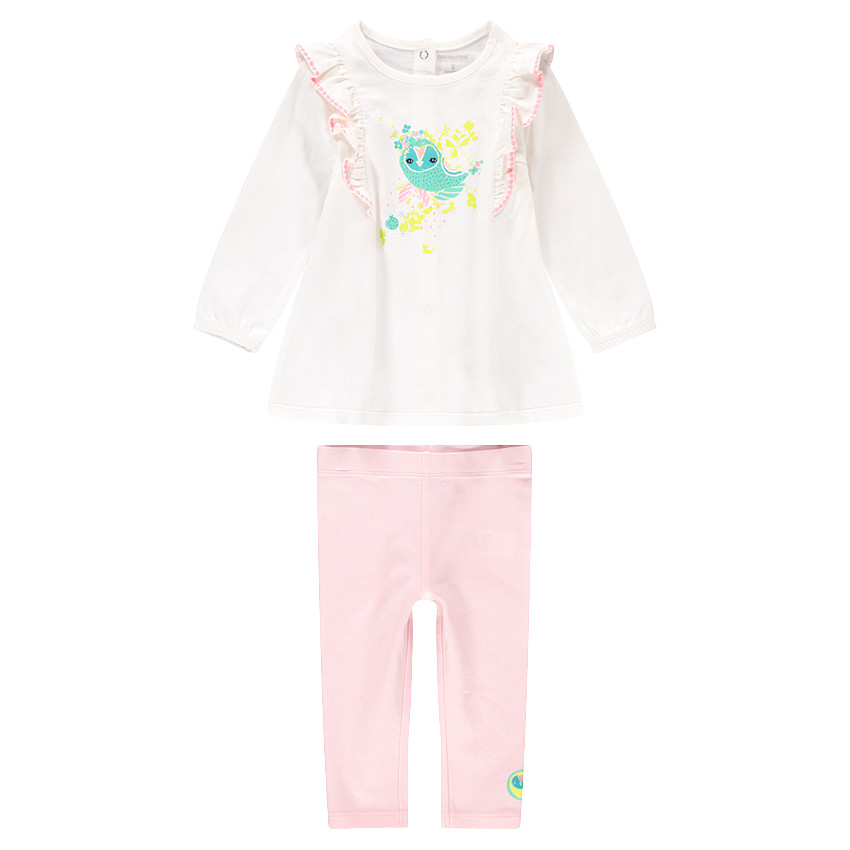 Σύνολο μακρυμάνικη τουνίκ με στάμπα και ανοιχτό ροζ κολάν 