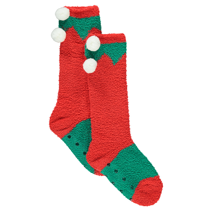 Ψηλές αντιολισθητικές χριστουγεννιάτικες κάλτσες με πον-πον 