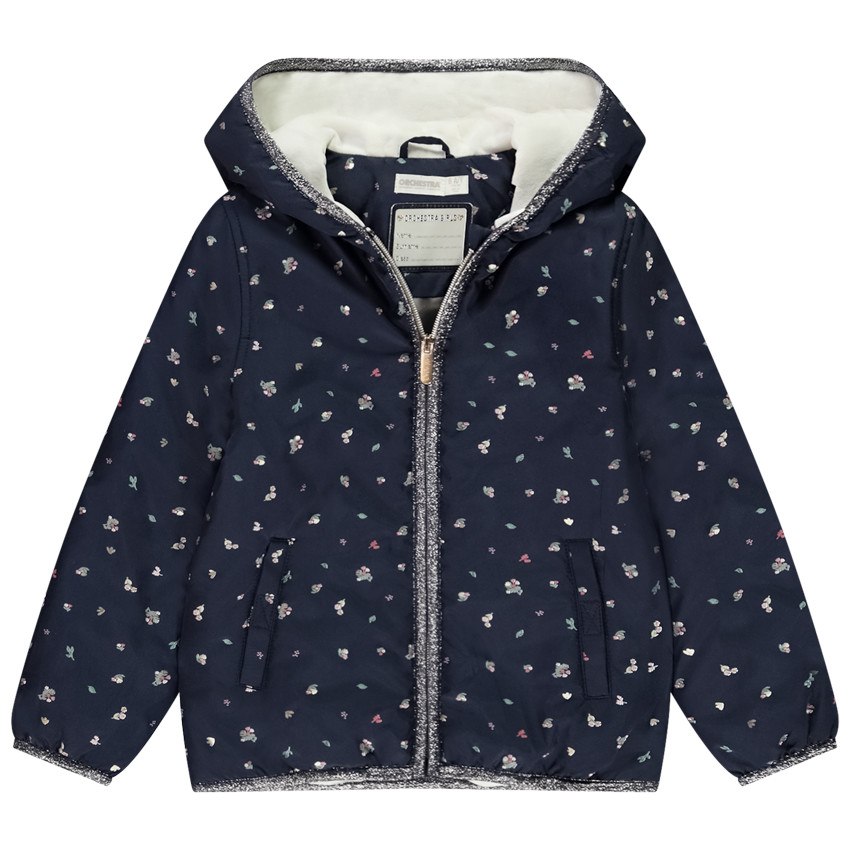 Αδιάβροχο υφασμάτινο με κουκούλα και λουλούδια για κορίτσι 