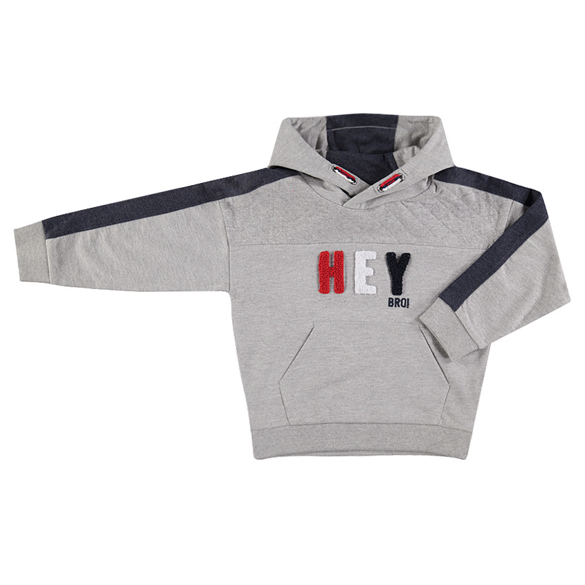 Φούτερ από φανέλα με μπουκλέ φράση και τσέπη 