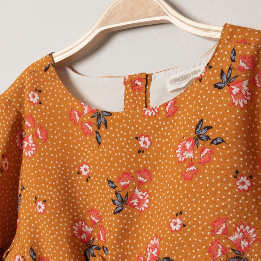 Robe manches longues à pois et fleurs all-over  Additional Robe manches longues à pois et fleurs all-over