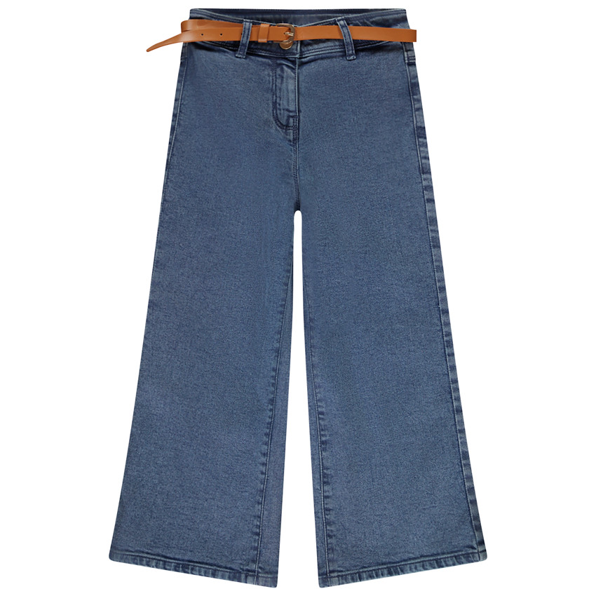 Φαρδιά τζιν παντελόνι με ζώνη για κορίτσι 