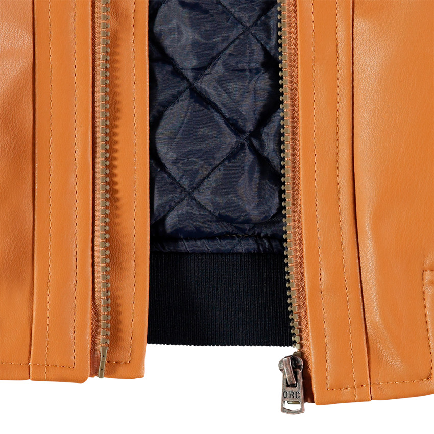 Blouson imitation cuir à finitions rayées 