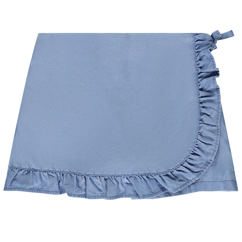 Σορτς φούστα μονόχρωμο από Tencel με βολάν για κορίτσι 