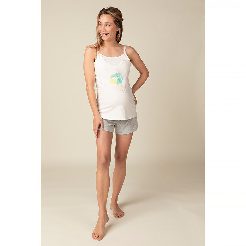 Short pyjama de grossesse côtelé 