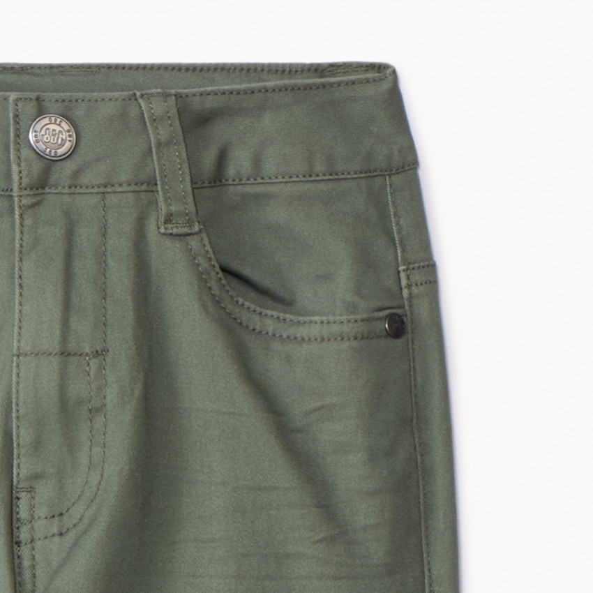 Παντελόνι υφασμάτινο μονόχρωμο με εφέ ζαρωμένο για αγόρι 