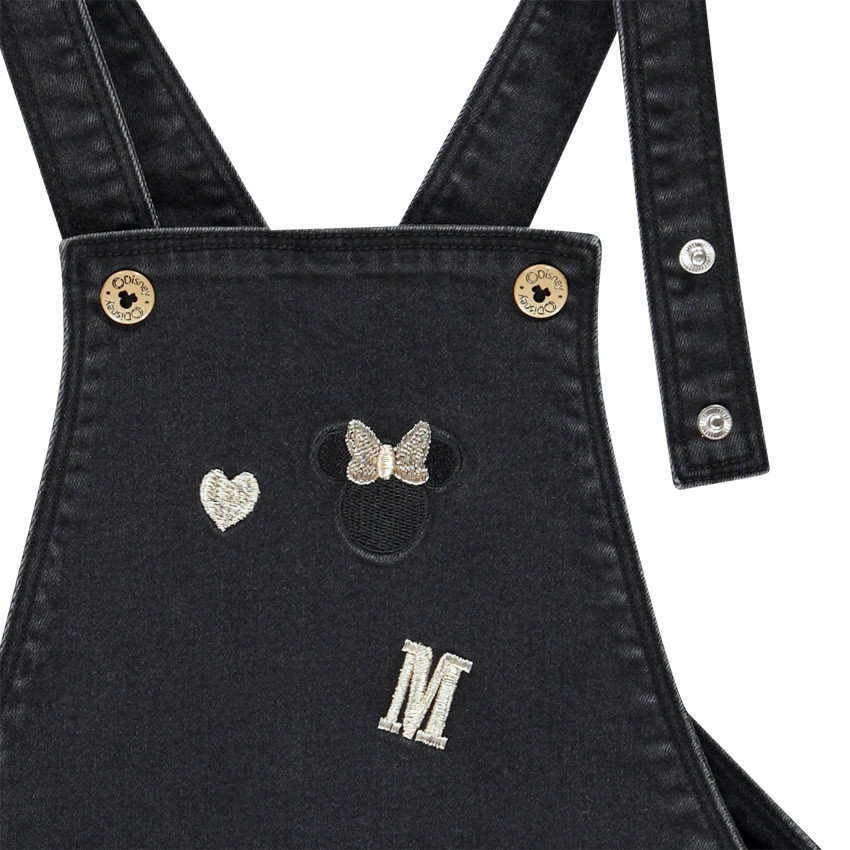 Salopette courte en denim avec broderies Minnie Disney pour fille Main Salopette courte en denim avec broderies Minnie Disney pour fille