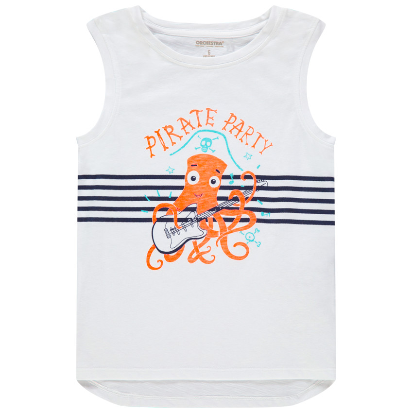 Débardeur en coton uni print animal et rayures pour enfant garçon Main Débardeur en coton uni print animal et rayures pour enfant garçon