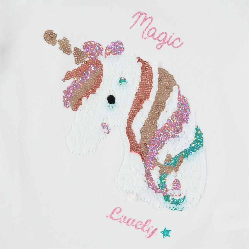 Μακρυμάνικη μπλούζα από βιολογικό βαμβάκι με μονόκερο από «μαγικές» πούλιες 