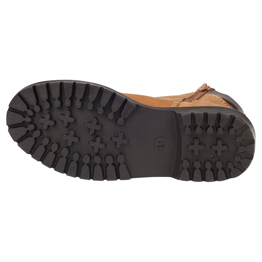Bottillons en cuir camel à lacets et zip  Additional Bottillons en cuir camel à lacets et zip